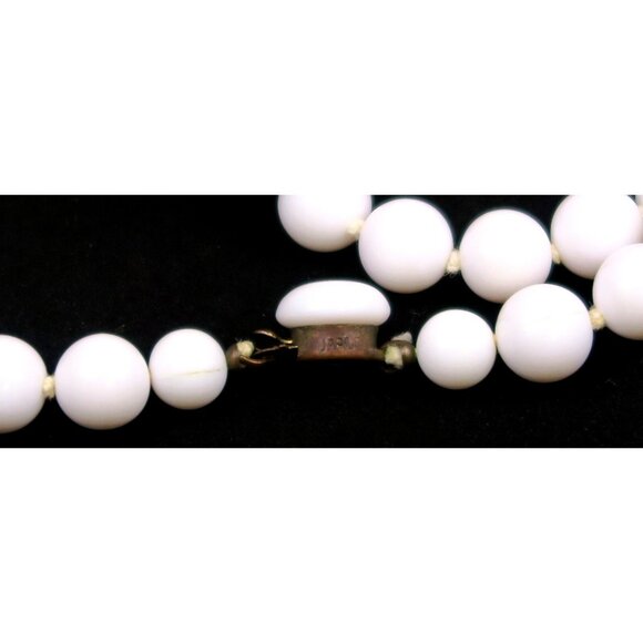 Vintage Milk Glass Bead Necklace – 60" Hand-Knotted Strand, Made in Japan - Picture 5 of 6